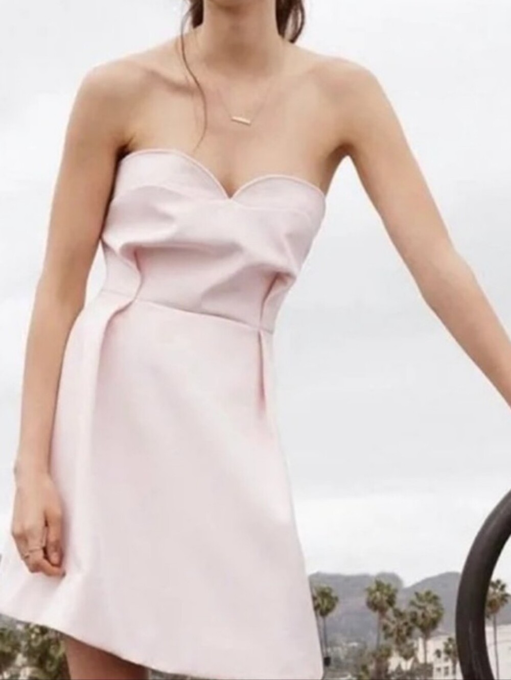 FINDERS KEEPERS BLUSH PINK STRAPLESS MINI FLARED DRESS, SIZE XS